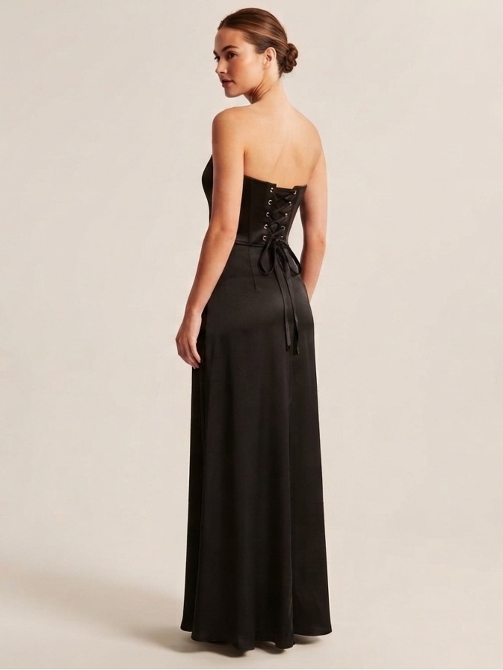 NWT Mare Mare Anthropologie Black Satin Strapless Gown Size Small